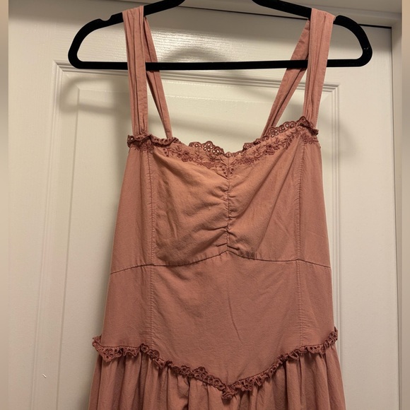 American Eagle Outfitters Corset V-Waist Midi Dress Pink - Picture 3 of 8